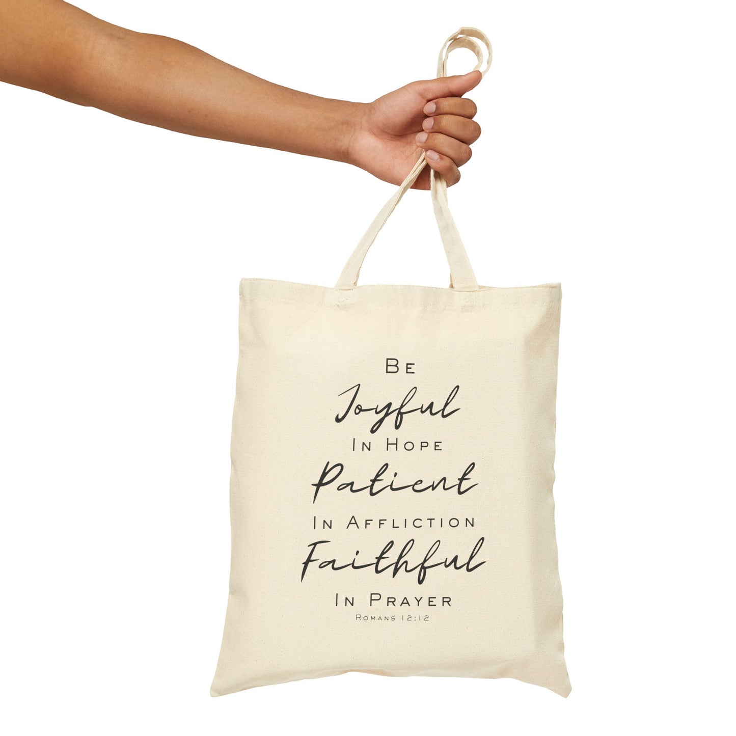 Romans 12:12 Canvas Tote